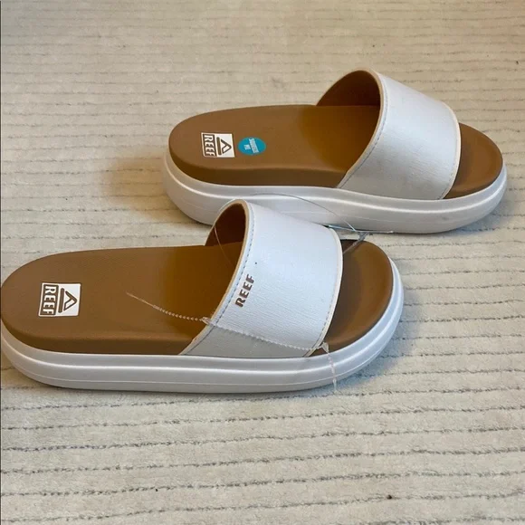 Reef White and Brown Slide Sandals - Picture 3 of 8